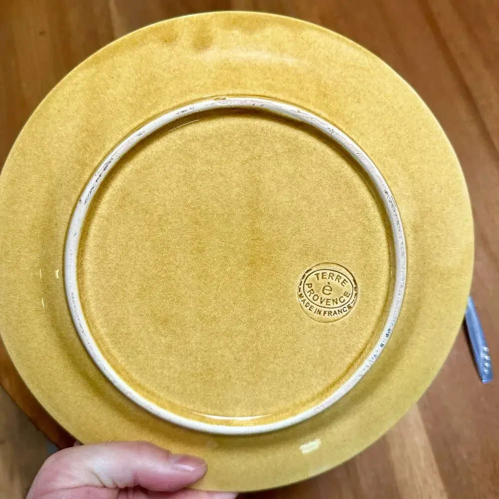 Vintage Terre E Provence 9 1/8” Mustard Yellow Brown Accent Plate - Hand Painted